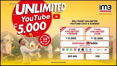 Paket Unlimited Youtube IM3 Ooredoo